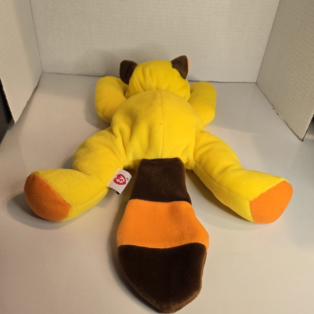 Ty Pillow Pal 1998 Vintage Rusty The Raccoon 16" Yellow Plush Stuffed Animal - Picture 3 of 6